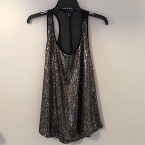 Sleeveless copper/black sequin top